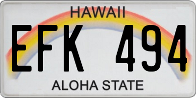 HI license plate EFK494