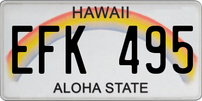 HI license plate EFK495