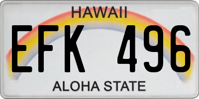 HI license plate EFK496