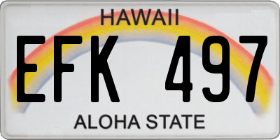 HI license plate EFK497