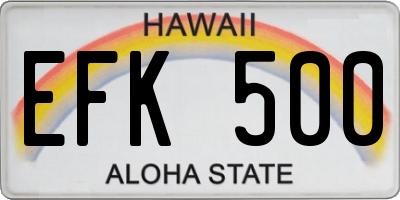 HI license plate EFK500