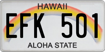 HI license plate EFK501