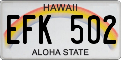 HI license plate EFK502