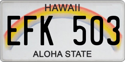 HI license plate EFK503