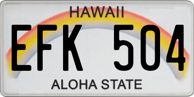 HI license plate EFK504