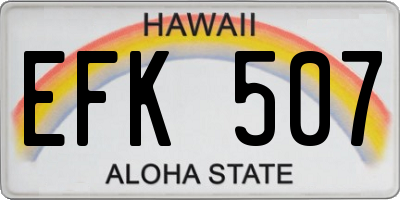 HI license plate EFK507