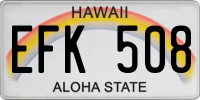 HI license plate EFK508