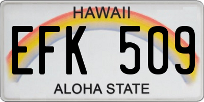 HI license plate EFK509