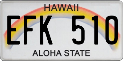 HI license plate EFK510