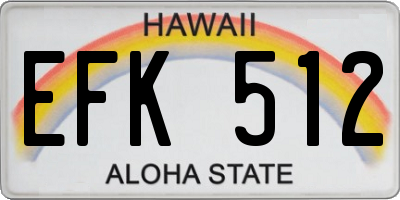 HI license plate EFK512