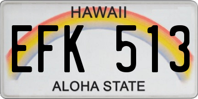 HI license plate EFK513