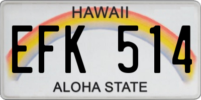 HI license plate EFK514