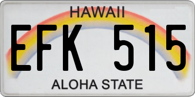 HI license plate EFK515