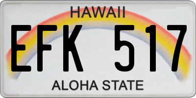 HI license plate EFK517