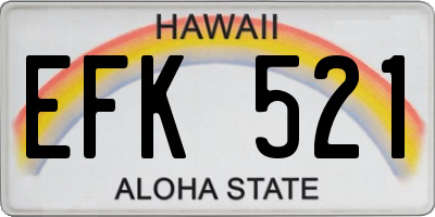 HI license plate EFK521