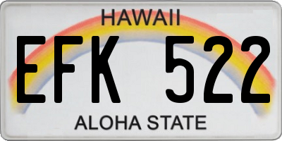 HI license plate EFK522