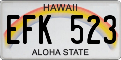 HI license plate EFK523