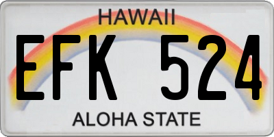 HI license plate EFK524