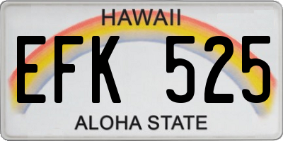 HI license plate EFK525