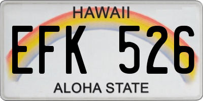 HI license plate EFK526