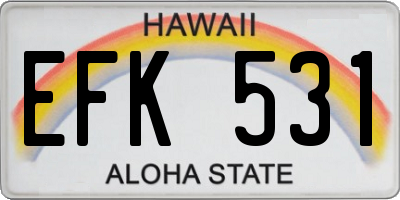 HI license plate EFK531