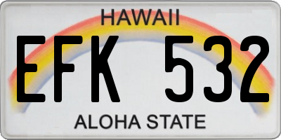 HI license plate EFK532