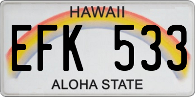 HI license plate EFK533