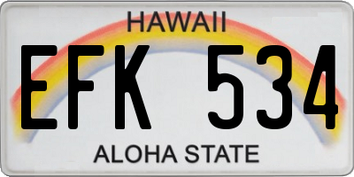 HI license plate EFK534