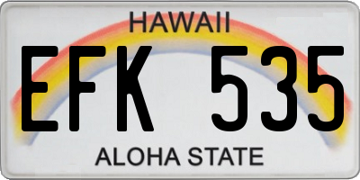 HI license plate EFK535