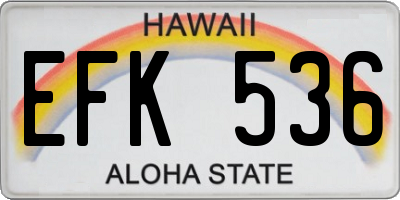 HI license plate EFK536