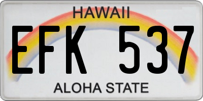 HI license plate EFK537