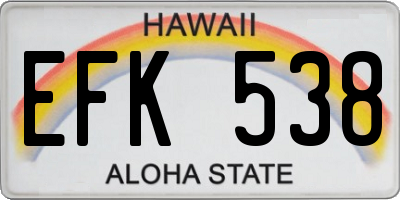 HI license plate EFK538