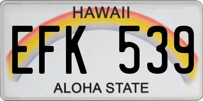 HI license plate EFK539