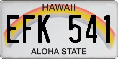 HI license plate EFK541