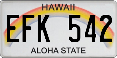 HI license plate EFK542