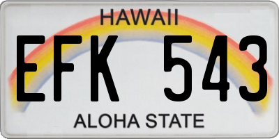 HI license plate EFK543