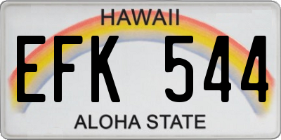 HI license plate EFK544