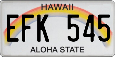 HI license plate EFK545