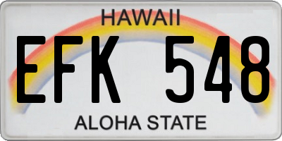 HI license plate EFK548