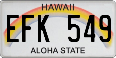 HI license plate EFK549