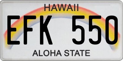 HI license plate EFK550