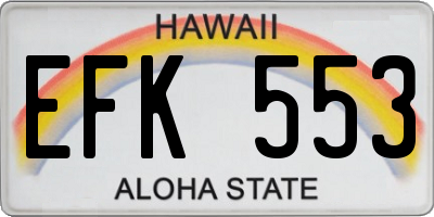 HI license plate EFK553