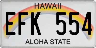 HI license plate EFK554