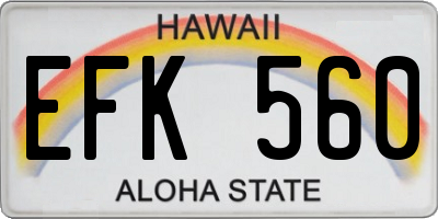 HI license plate EFK560