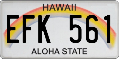 HI license plate EFK561