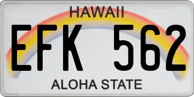 HI license plate EFK562