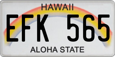 HI license plate EFK565