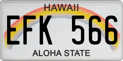 HI license plate EFK566