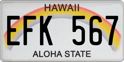 HI license plate EFK567