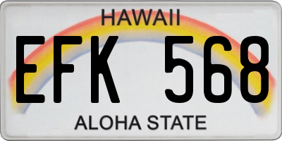 HI license plate EFK568